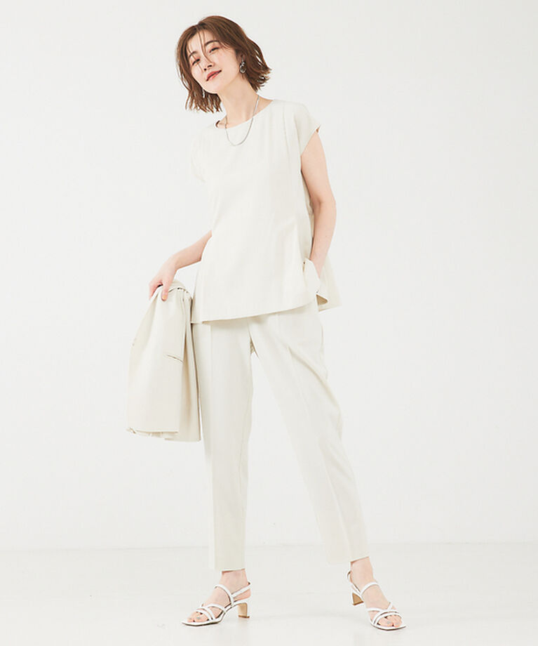 abahouse mavie「【エニデイカセット】ノーカラージャケット＆フレンチスリーブ・パンツセットアップ」|スーツ|