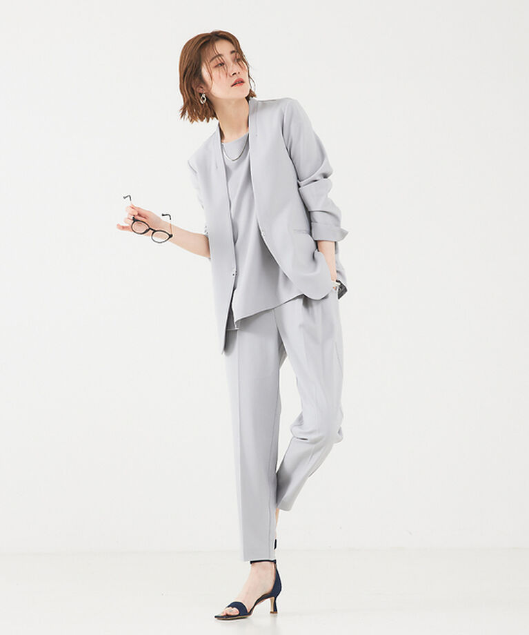 abahouse mavie「【エニデイカセット】ノーカラージャケット＆フレンチスリーブ・パンツセットアップ」|スーツ|
