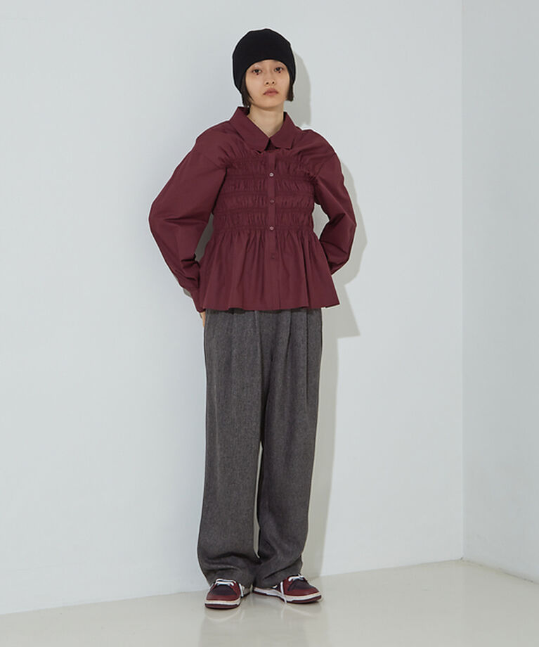 NOMINE「ビスチェ風 シャーリング シャツ」|シャツ・ブラウス|