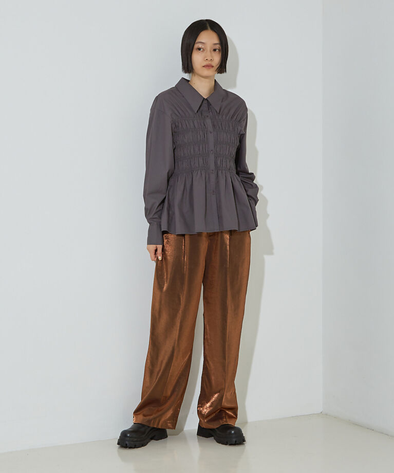 NOMINE「ビスチェ風 シャーリング シャツ」|シャツ・ブラウス|
