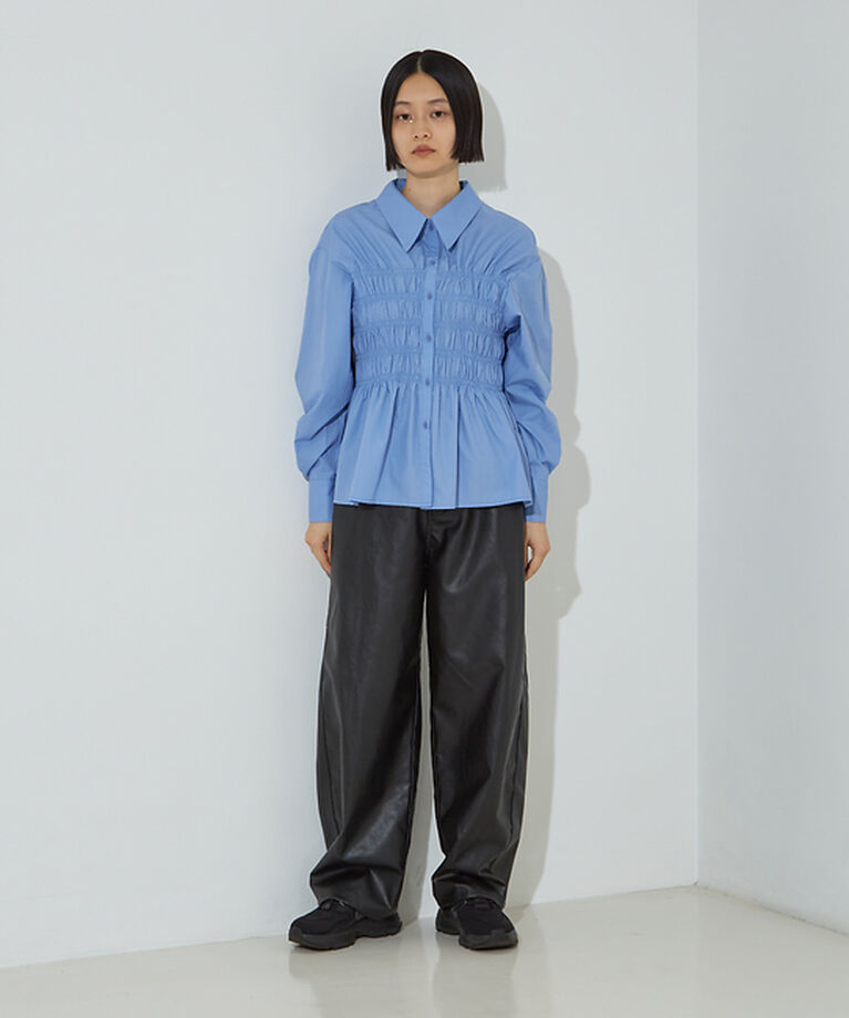 NOMINE「ビスチェ風 シャーリング シャツ」|シャツ・ブラウス|