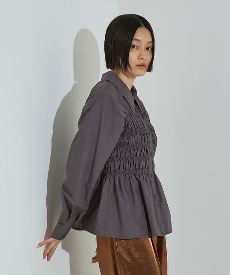NOMINE「ビスチェ風 シャーリング シャツ」|シャツ・ブラウス|