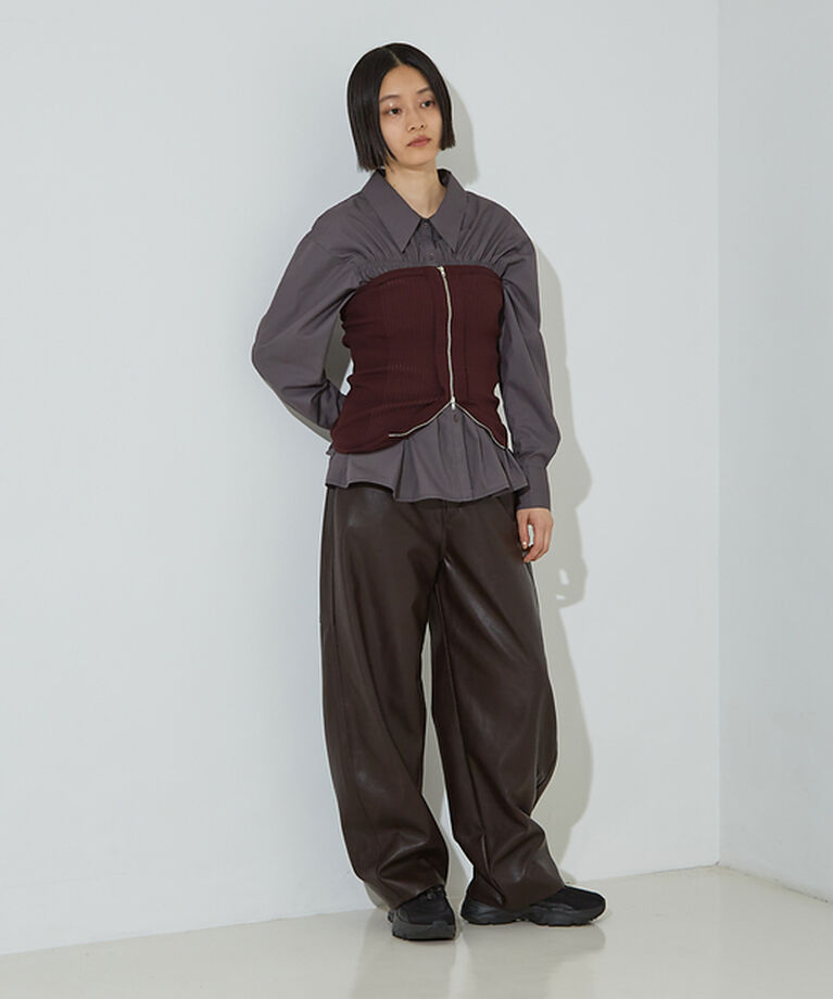 NOMINE「ビスチェ風 シャーリング シャツ」|シャツ・ブラウス|