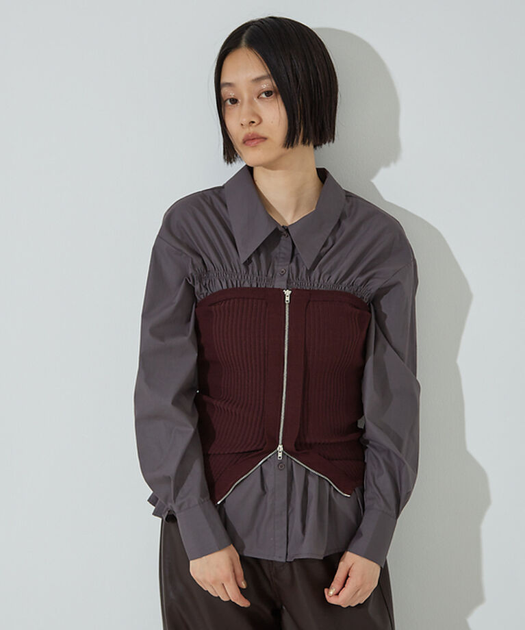 NOMINE「ビスチェ風 シャーリング シャツ」|シャツ・ブラウス|