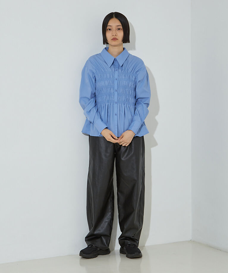 NOMINE「ビスチェ風 シャーリング シャツ」|シャツ・ブラウス|