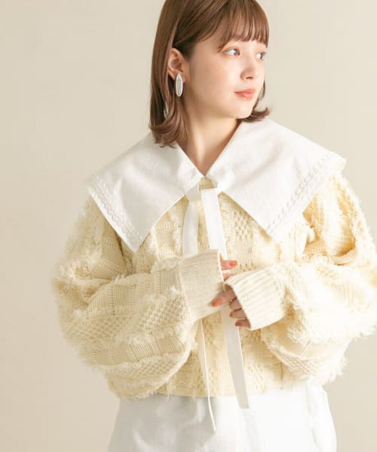  「KBF 『WEB/一部店舗限定』フリンジリボンカーディガン」|カーディガン|