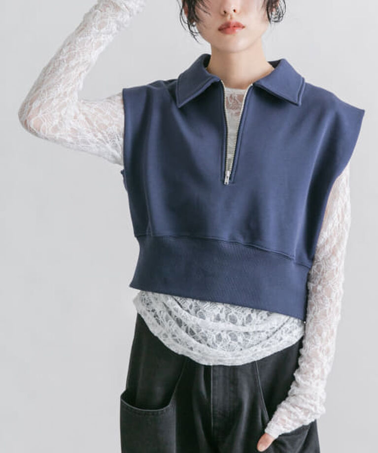 「KBF ショルダータックZIPスウェット」|スウェット・ジャージ|NAVY