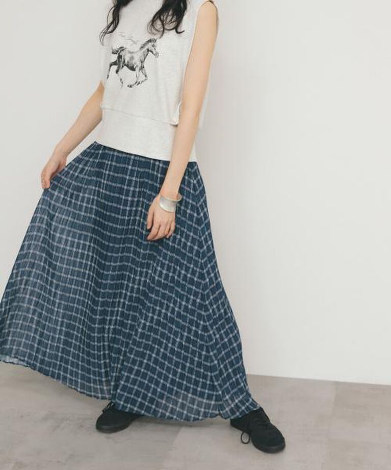  「KBF シアーチェックプリーツスカート」|スカート|