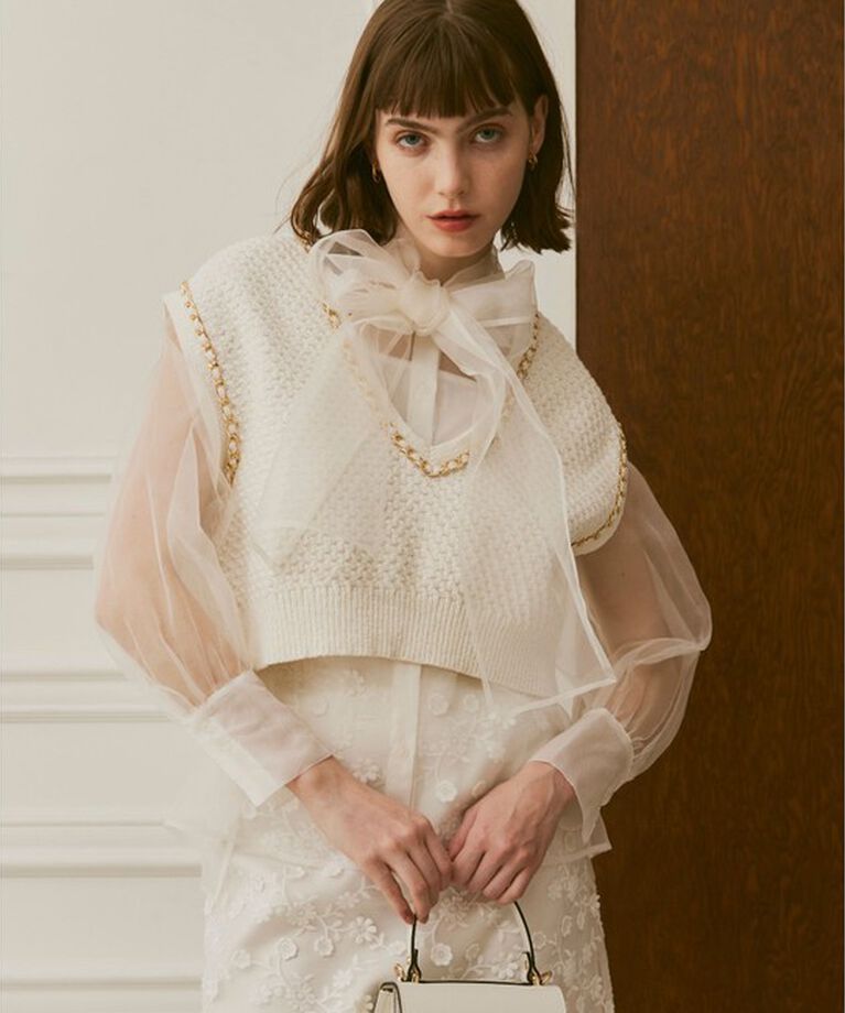 LOULOU WILLOUGHBY「《ドラマ着用》【LOULOU WILLOUGHBY】シルキーリボンブラウス」|シャツ・ブラウス|