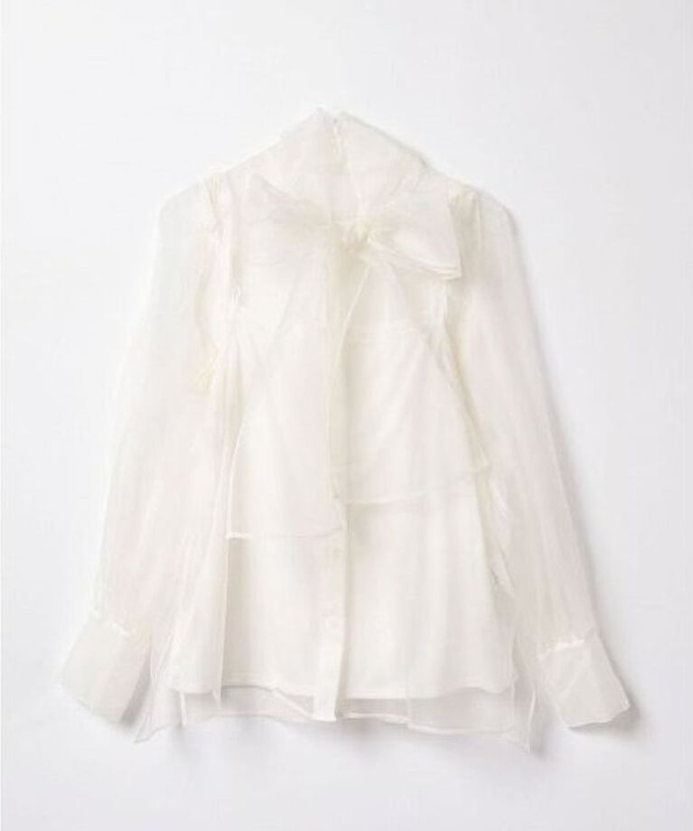 LOULOU WILLOUGHBY「《ドラマ着用》【LOULOU WILLOUGHBY】シルキーリボンブラウス」|シャツ・ブラウス|