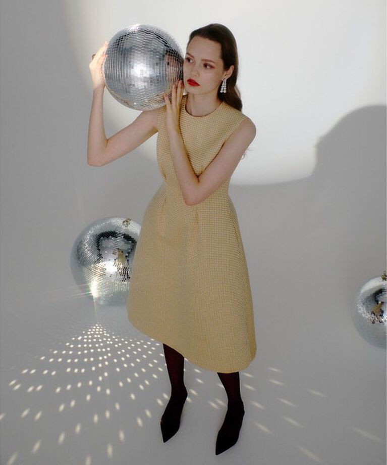 LOULOU WILLOUGHBY「【LOULOU WILLOUGHBY】スパークルジャガードノースリーブワンピース」|ワンピース|
