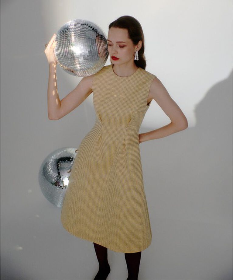 LOULOU WILLOUGHBY「【LOULOU WILLOUGHBY】スパークルジャガードノースリーブワンピース」|ワンピース|