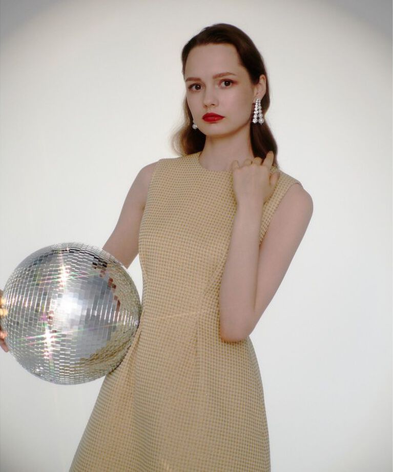 LOULOU WILLOUGHBY「【LOULOU WILLOUGHBY】スパークルジャガードノースリーブワンピース」|ワンピース|