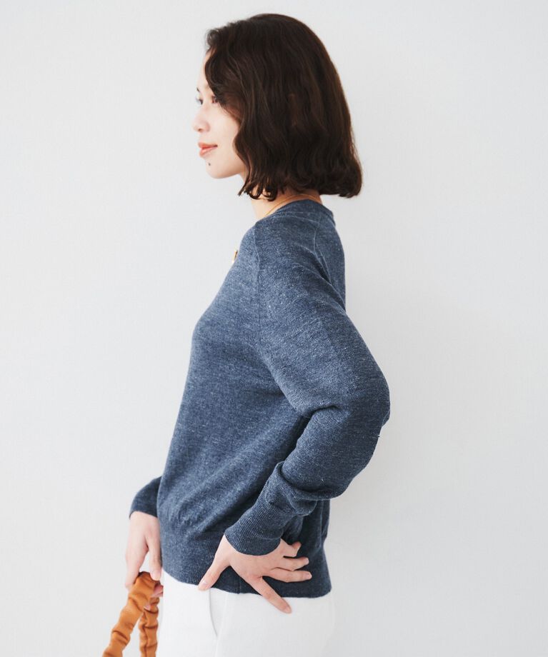 UNTITLED「【アンサンブル可能/洗える】リネン混ベーシックプルオーバー」|ニット・セーター|