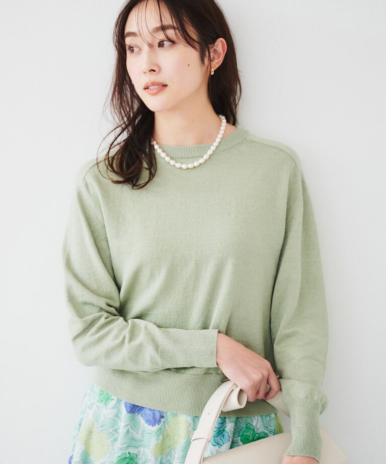 UNTITLED「【アンサンブル可能/洗える】リネン混ベーシックプルオーバー」|ニット・セーター|