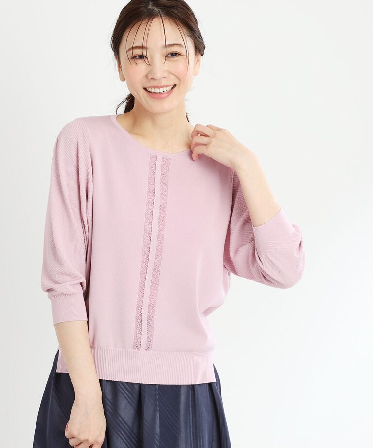 Reflect「【接触冷感／洗える／ジャケットインナーにおすすめ】レースデザインニット」|ニット・セーター|ピンク(072)