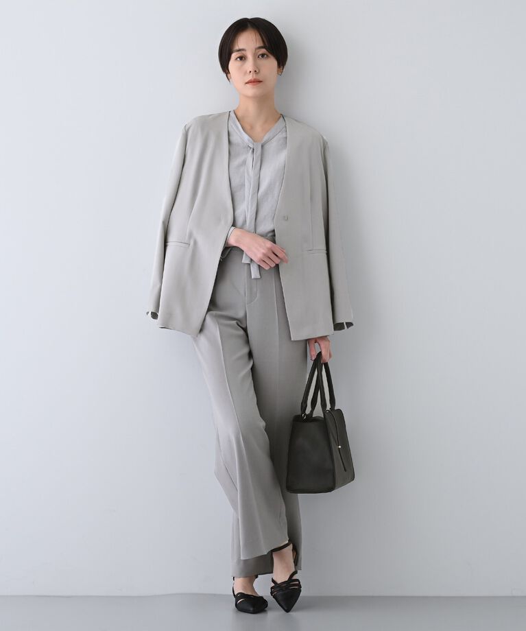 INDIVI「春SALE！【洗える／バックシャン】ハンサムノーカラージャケット」|ノーカラージャケット|