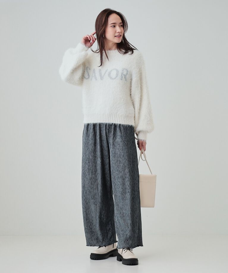 SHOO･LA･RUE「【S-LL】ほんのりショート丈 ふわふわフェザー ロゴニット」|ニット・セーター|
