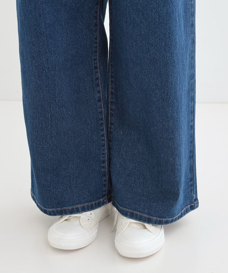 SHOO･LA･RUE「後ろウエストゴムが楽 大人のタックワイド デニムパンツ」|デニム|