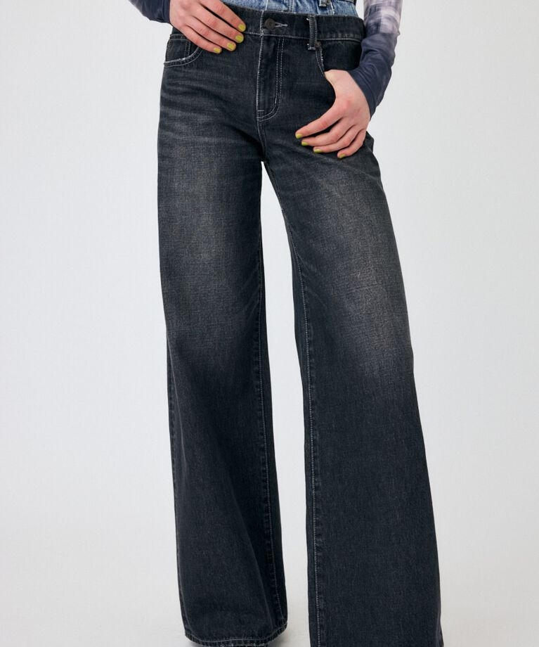 MOUSSY「W WAIST WIDE LEG STRAIGHT」|デニム|