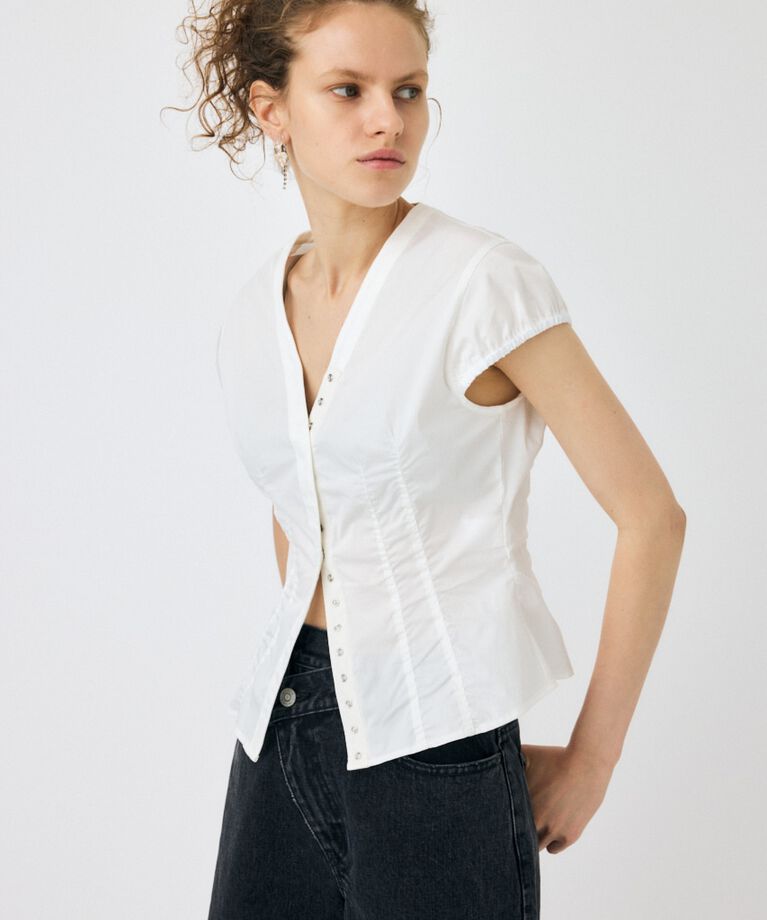 MOUSSY「CAPSLEEVE BUTTON シャツ」|シャツ・ブラウス|