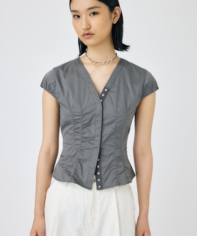 MOUSSY「CAPSLEEVE BUTTON シャツ」|シャツ・ブラウス|