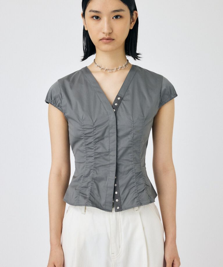 MOUSSY「CAPSLEEVE BUTTON シャツ」|シャツ・ブラウス|