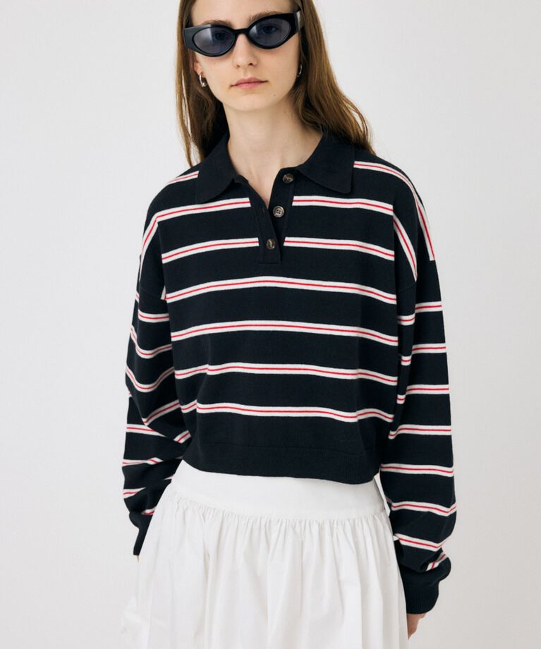 MOUSSY「BOXY KNIT ポロ」|ニット・セーター|柄BLK5
