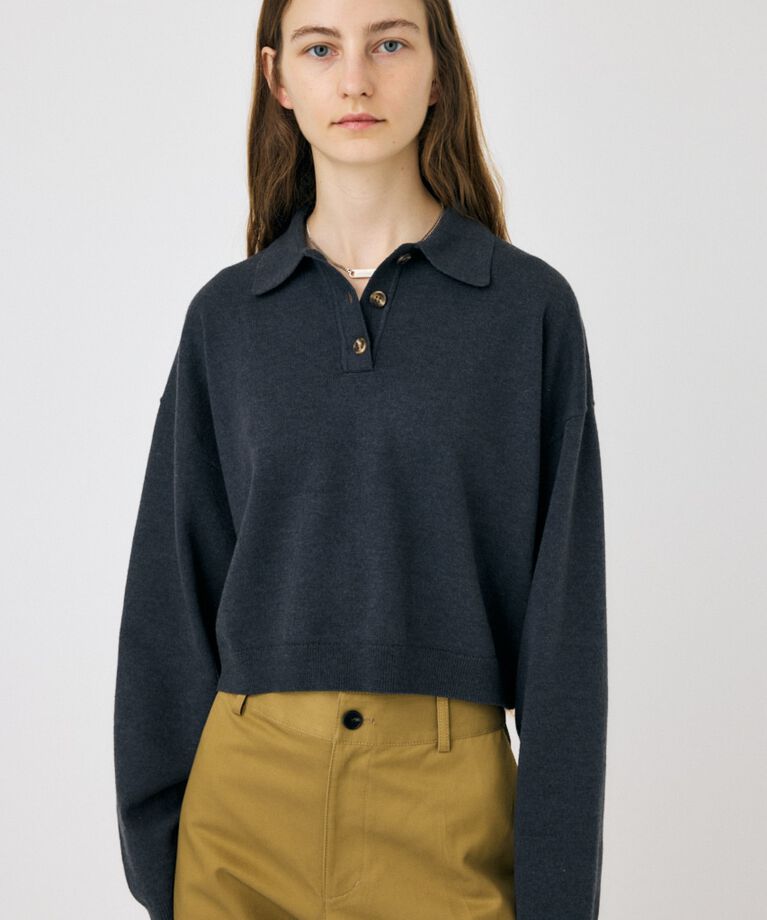 MOUSSY「BOXY KNIT ポロ」|ニット・セーター|C.GRY