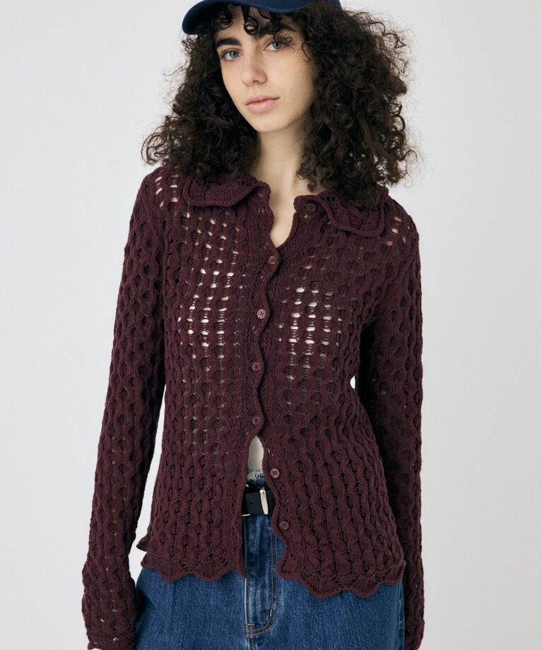 MOUSSY「OPENWORK ニットシャツ」|ニット・セーター|BRD