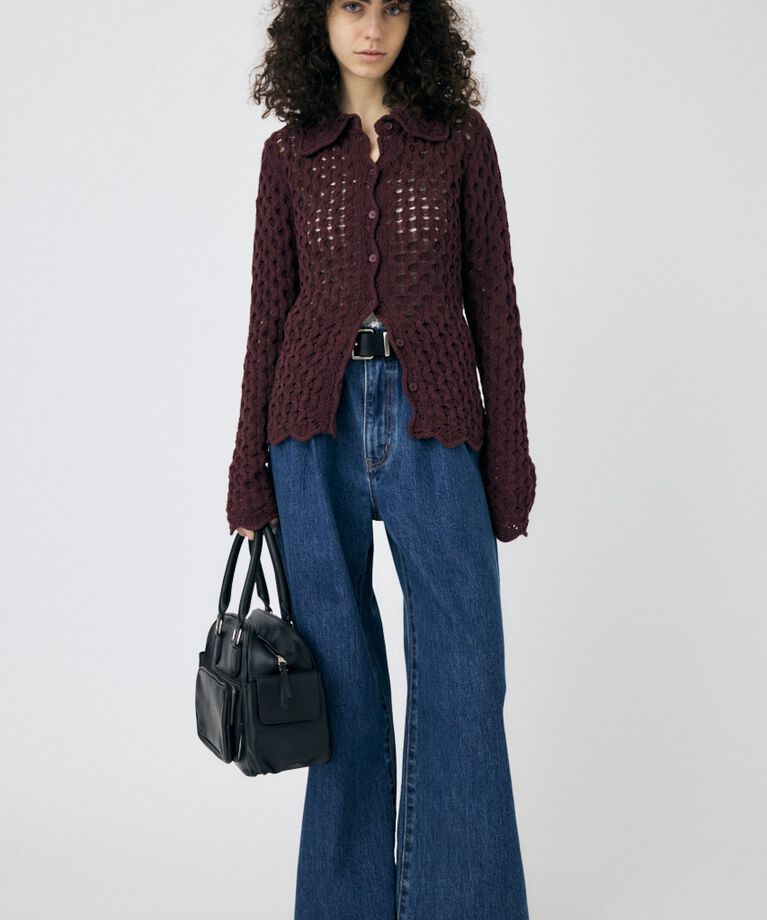 MOUSSY「OPENWORK ニットシャツ」|ニット・セーター|