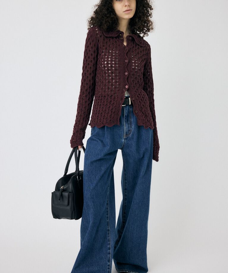 MOUSSY「OPENWORK ニットシャツ」|ニット・セーター|