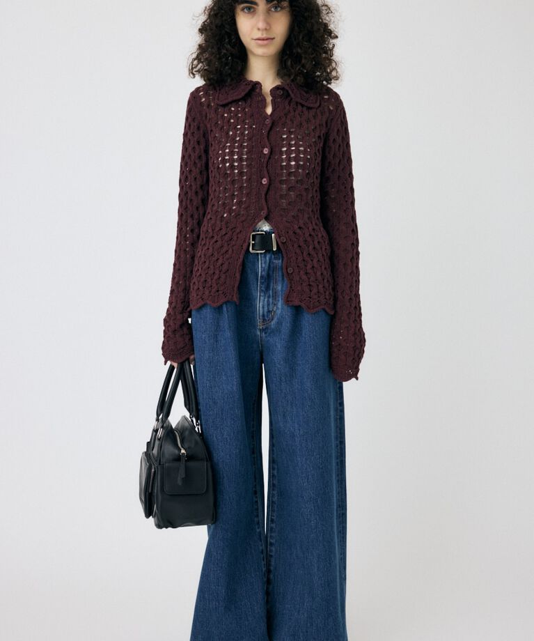 MOUSSY「OPENWORK ニットシャツ」|ニット・セーター|
