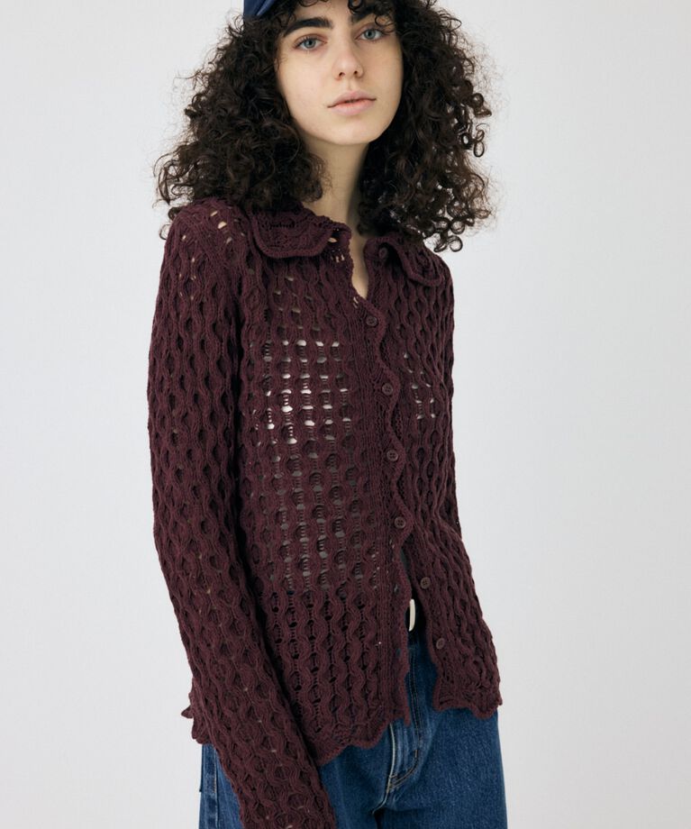 MOUSSY「OPENWORK ニットシャツ」|ニット・セーター|