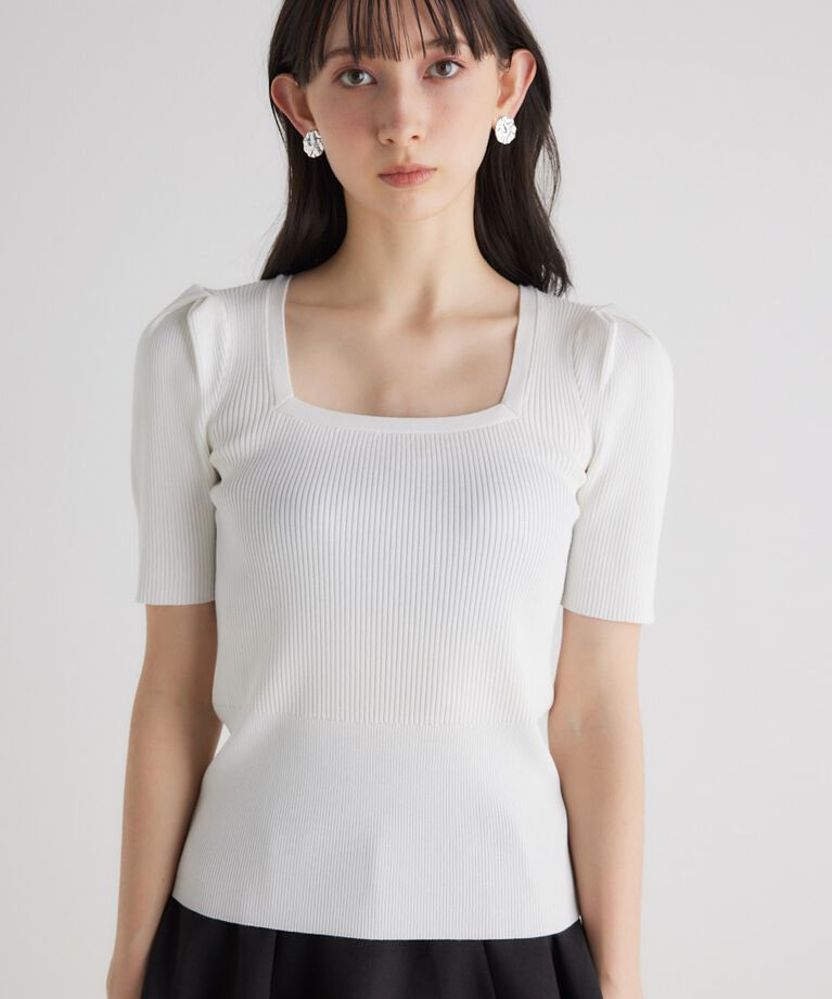 rienda「スクエアNCウォッシャブルKnit TOP」|ニット・セーター|