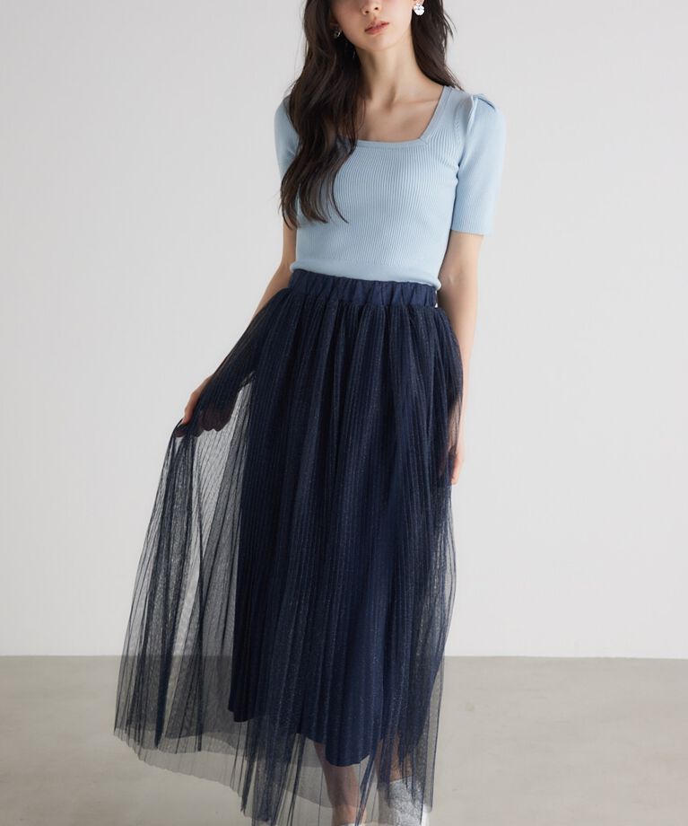 rienda「スクエアNCウォッシャブルKnit TOP」|ニット・セーター|