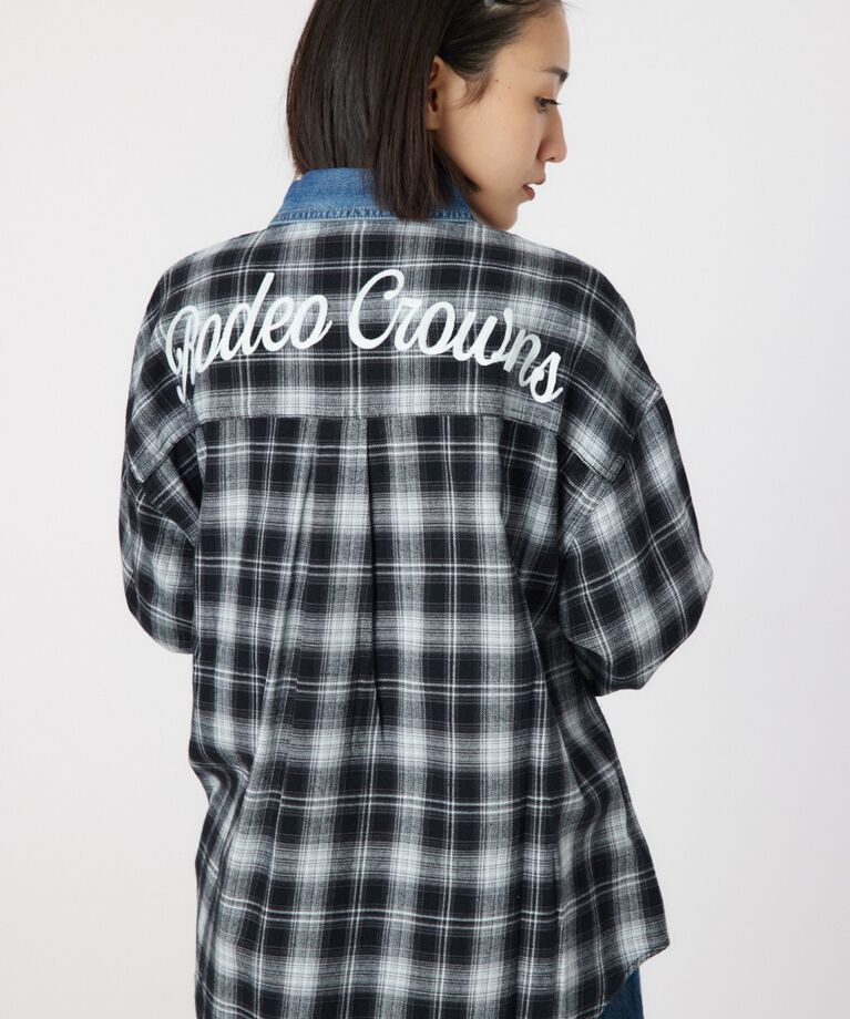 RODEO CROWNS「デニムドッキングチェックシャツ」|シャツ・ブラウス|