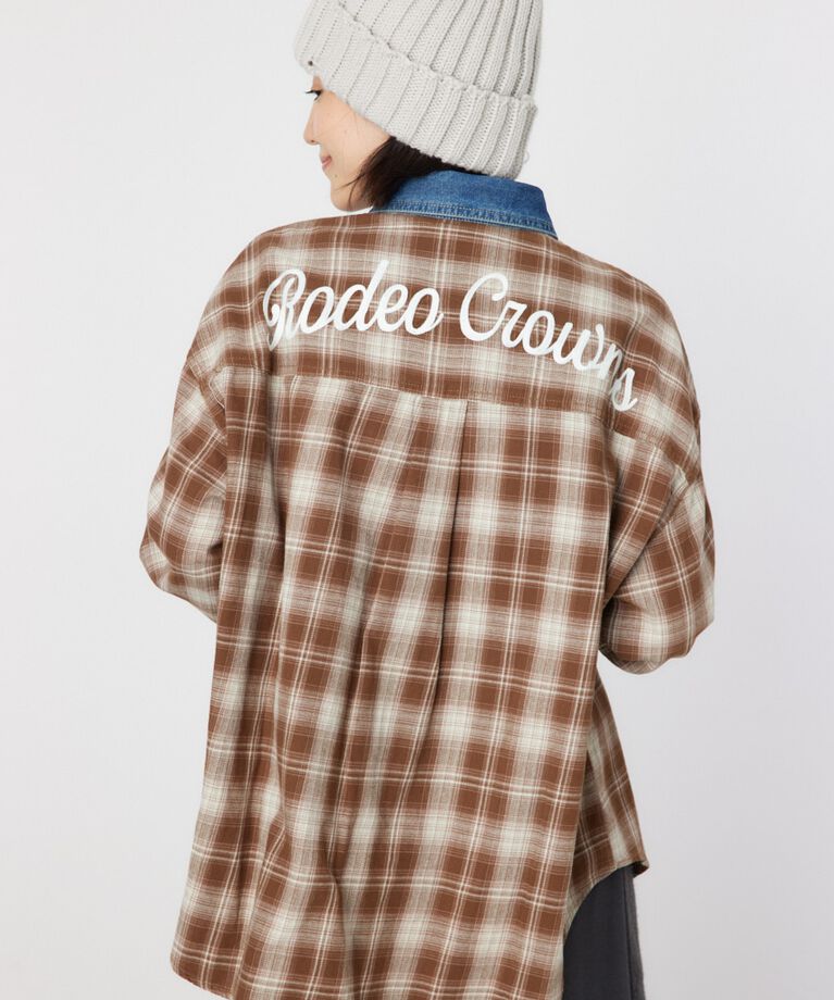 RODEO CROWNS「デニムドッキングチェックシャツ」|シャツ・ブラウス|