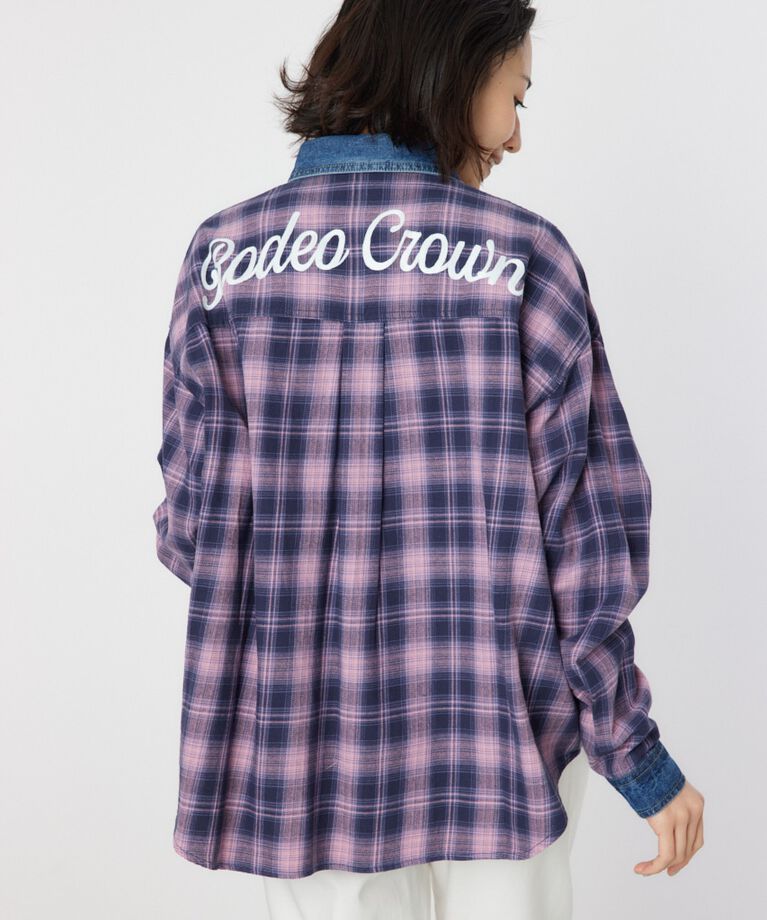 RODEO CROWNS「デニムドッキングチェックシャツ」|シャツ・ブラウス|