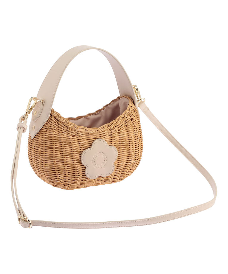 MARY QUANT「ラタンデイジーパッチ 2WAYショルダー」|ショルダー・メッセンジャー|ベージュ