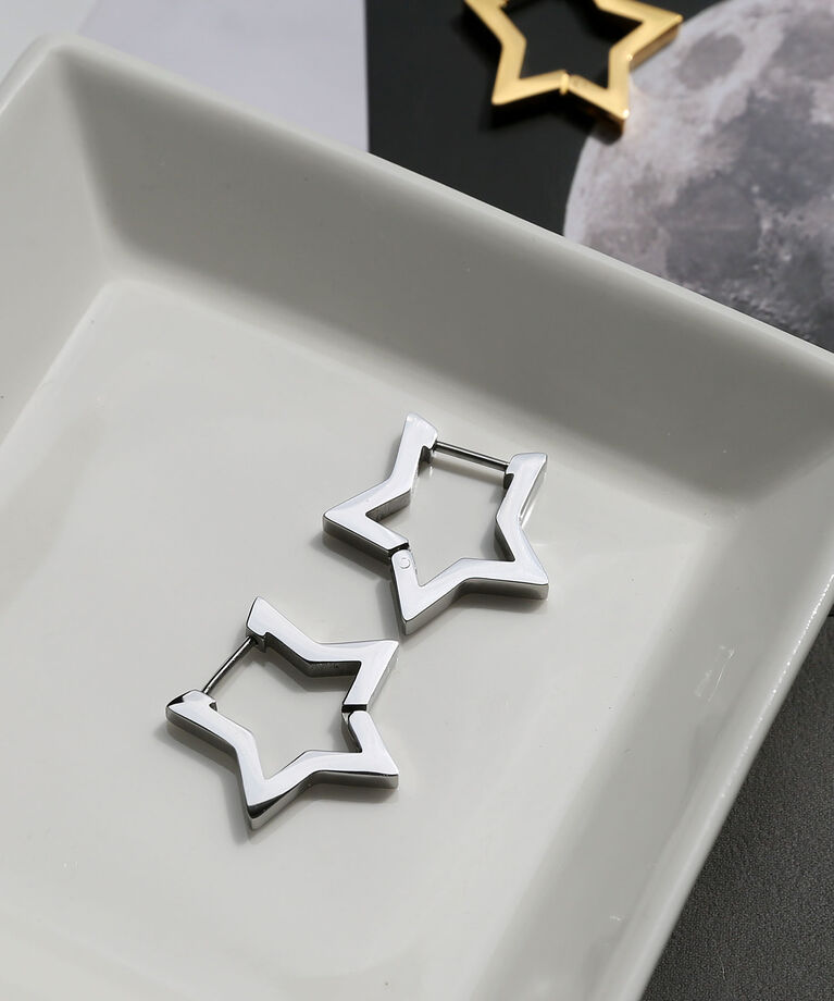  「[stainless]ステンレス・スターフープピアス〈金属アレルギー対応〉」|ピアス|シルバー