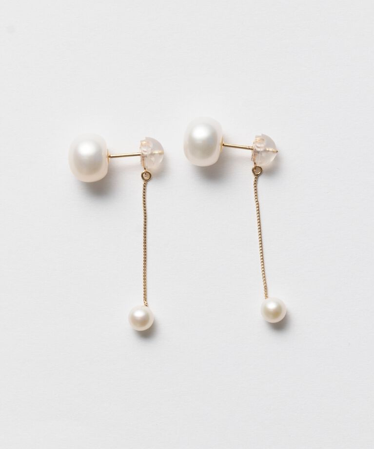 JUPITER「【K10】ダブル淡水パールピアス」|ピアス|