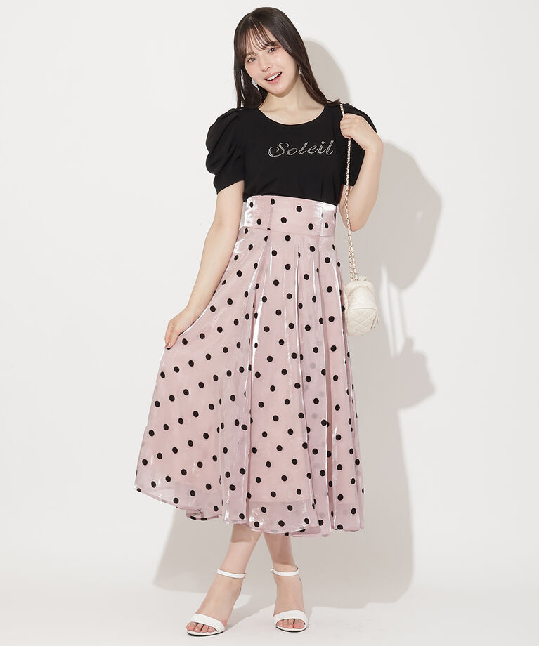 WILLSELECTION「タックスリーブラインストーンロゴTシャツ」|Tシャツ・カットソー|