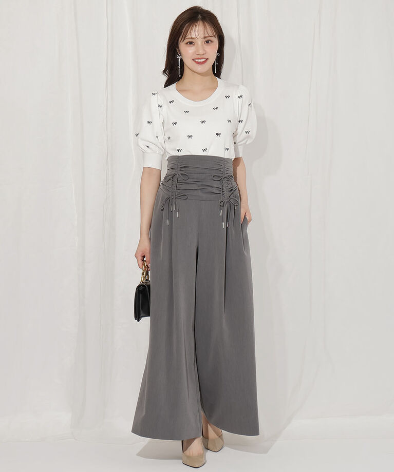 WILLSELECTION「ドロスト風リボンワイドパンツ」|その他|ﾁｬｺｰﾙｸﾞﾚｰ