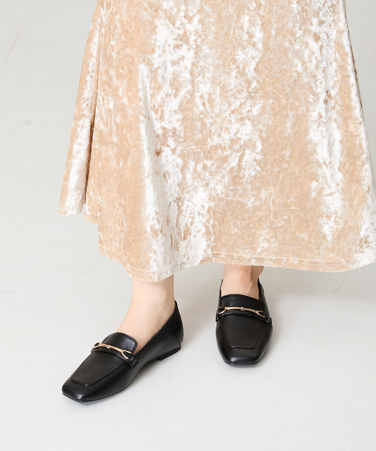 WA Oriental TRaffic「【再入荷】スクエアトゥモチーフバブーシュローファー/42308 ローファー」|パンプス|BLACK