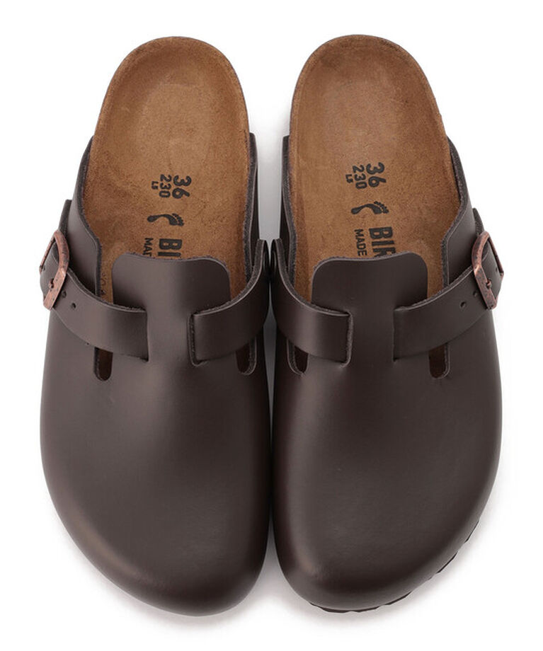 BIRKENSTOCK「【ビルケンシュトック】ボストン/ダークブラウン ナチュラルレザー/クロッグ レディース」|サンダル|