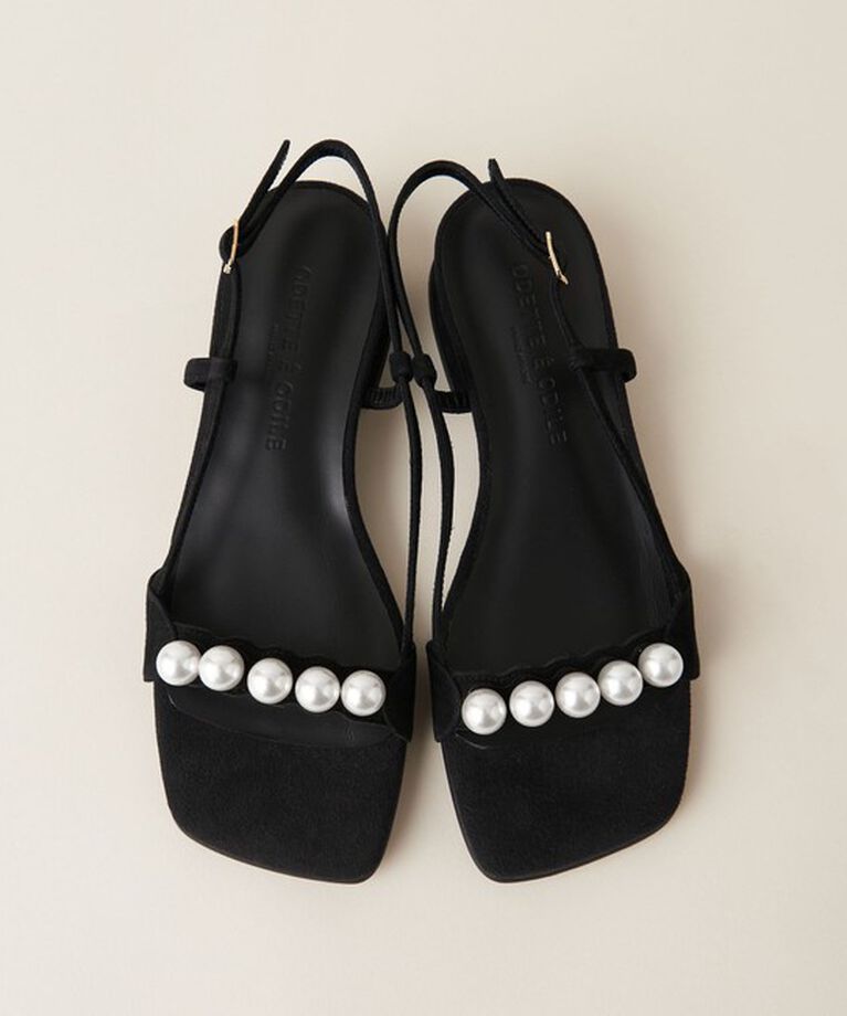 ODETTE E ODILE「パールライクビジュー サンダル30↑」|サンダル|BLACK