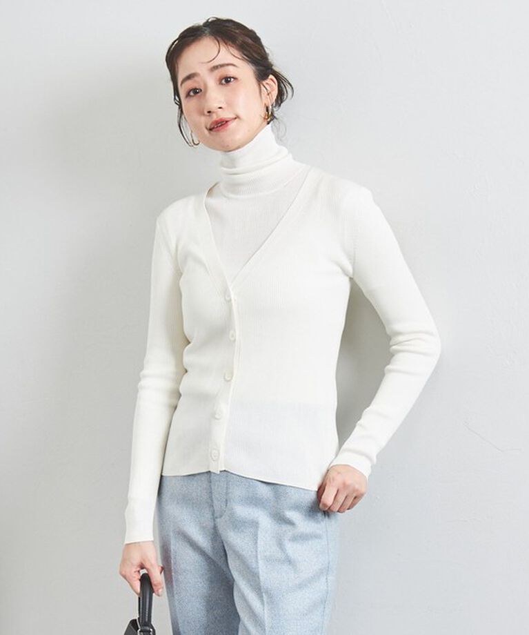 UNITED ARROWS「シルクリブ Vネック カーディガン」|カーディガン|