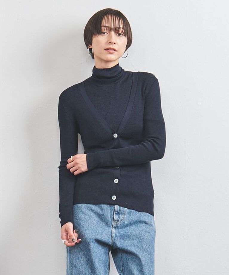 UNITED ARROWS「シルクリブ Vネック カーディガン」|カーディガン|