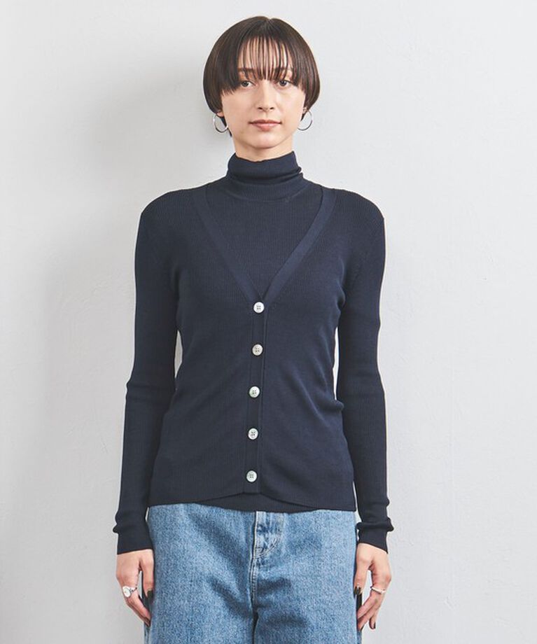 UNITED ARROWS「シルクリブ Vネック カーディガン」|カーディガン|